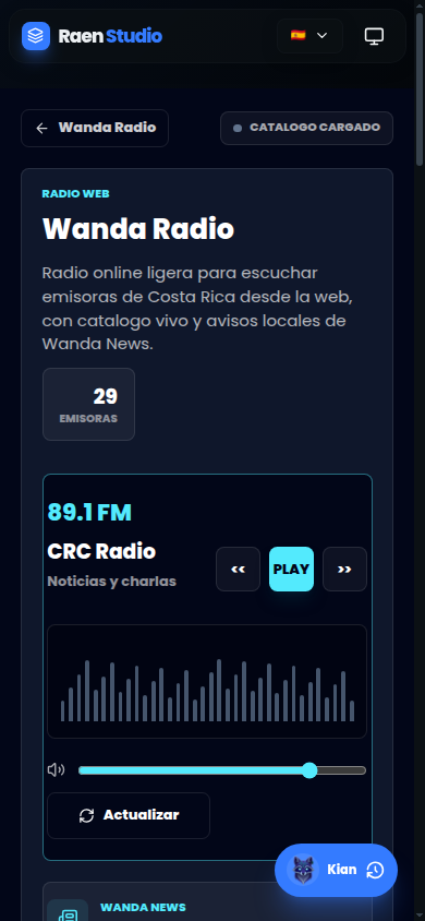 Wanda Radio Web en navegador movil
